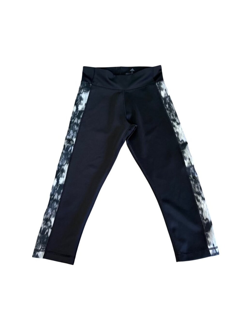 Adidas Black Climalite Capri Leggings With Printed Side Panels Womens Size S